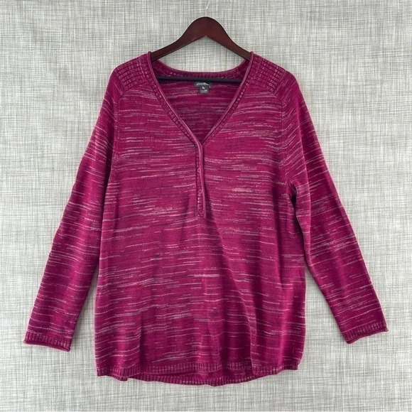 Eddie Bauer V neck pullover 3/4 button Sweater Women's 2XL 8685/b - Picture 1 of 9